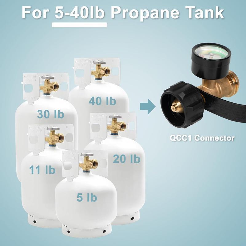 Product Introduction of Universal Propane Tank Gauge, Gas Level Indicator for Grill, Heater, RV Camper, QCC1/Type 1 Connection Pressure Gauge for 5-20 Pound LP Tanks 5