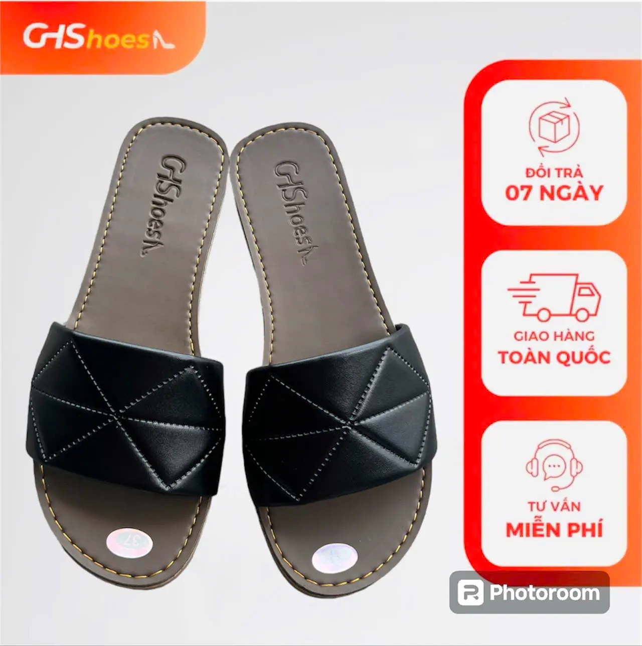 GHShoes VD09 - Dép nữ đế bệt mũi tròn quai bản ngang đế chống trơn trượt DéP GiàY Trong nhà Ngoài trời Mùa hè Mùa đông Đế Bằng Quai Ngang Đồng dép  nữ thấp