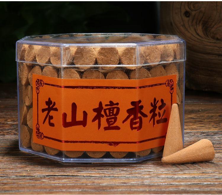 Product Introduction of Old Mountain Sandalwood Granules 100 Tablets Tower Fragrance Granules Incense Home Office Aromatherapy Cigarette for Food Cigarette Cone Incense Box 9