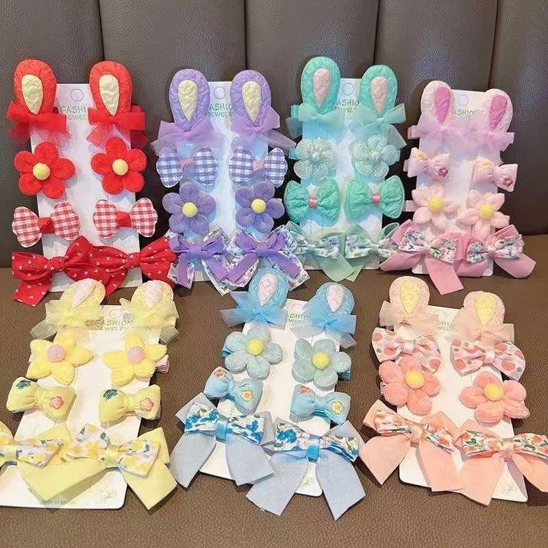 Vĩ 8 kẹp tóc mái phối nơ tai thỏ