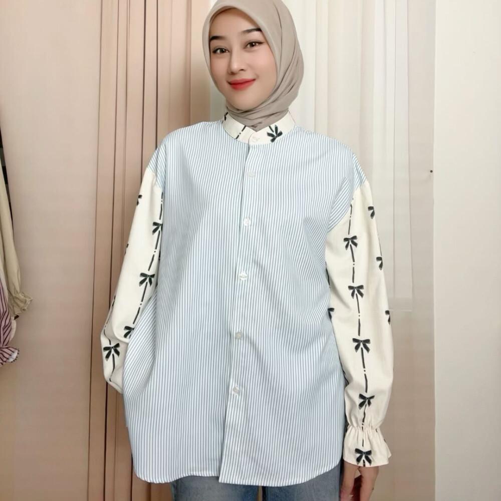 [ready stock]Asaya Korean style colorful plaid fashion casual shirt