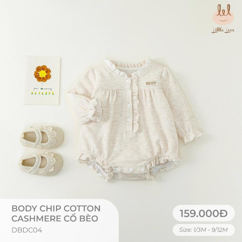 Bộ bodychip cổ bèo chất liệu cotton cashmere dành cho bé Lil Little Love DBDC04