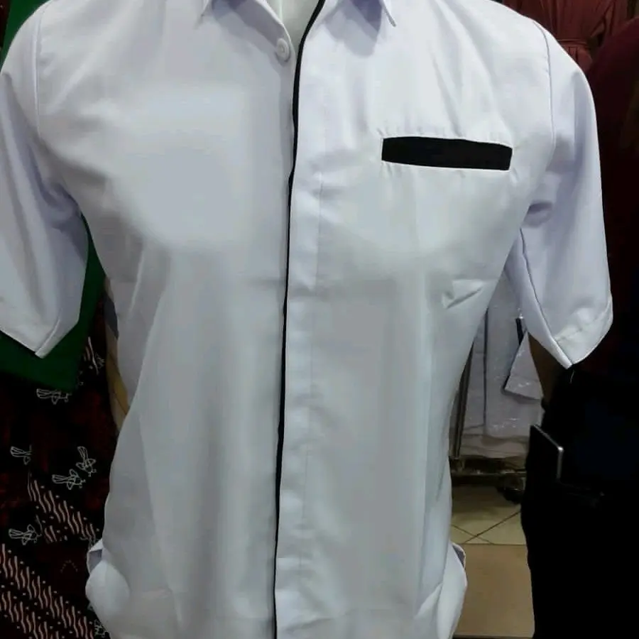 baju dinas hitam putih pria ASN/seragam putih pria lengan pendek/seragam ASN putih hitam/baju dinas putih pppk/kemeja putih polos pria ASN dan pppk/seragam pns putih Kerja