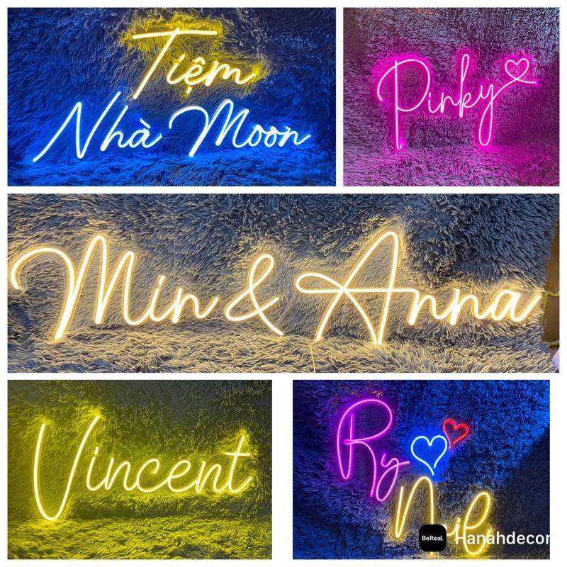 Đèn Led Neon theo yêu cầu theo tên chữ decor trang trí phòng , cửa hàng, dán tường