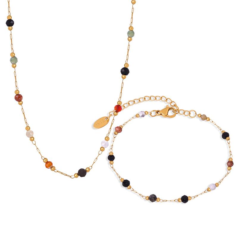 New Fashion Niche Design Personality Simple Natural Handmade Beaded Necklace Bracelet Set Jewelry for Women 1
