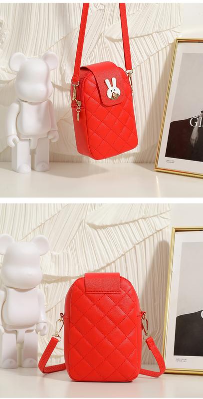 Product Introduction of Ladies Phone Bag High-Grade Special-Interest Design Embroidered Rhombus Rabbit Lock Shoulder Messenger Bag 35