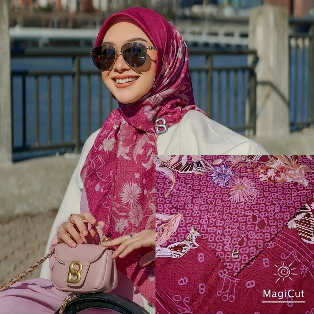 Button scarves motif the nada 2 series semi ori buttonscarves semi ori /mirror, look like ori, kemasan kotak /hijab square Nyaman dan Cantik berbahan Voal premium  Lembut