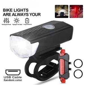 Bicycle Light Set Bike Front Light Taillight USB Rechargeable MTB Bicycle Front Rear Light Set Cycling Flashlight Bike Accessories