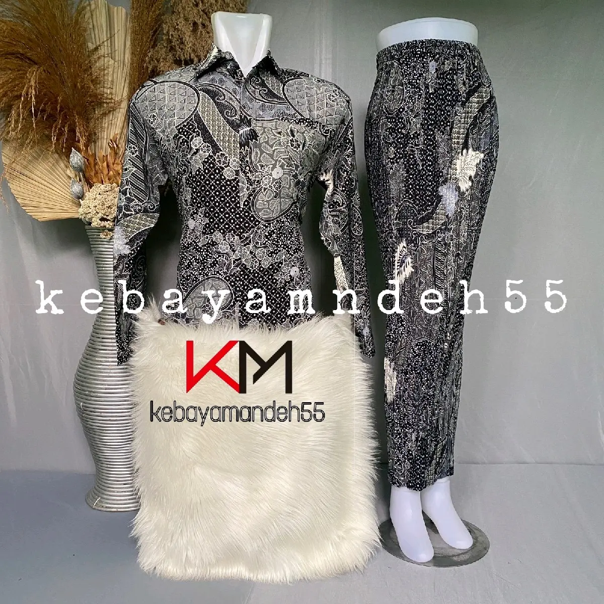 kebayamandeh + ROK PLISKET DAN KEMEJA LENGAN PANJANG BATIK COUPLE Baju Katun