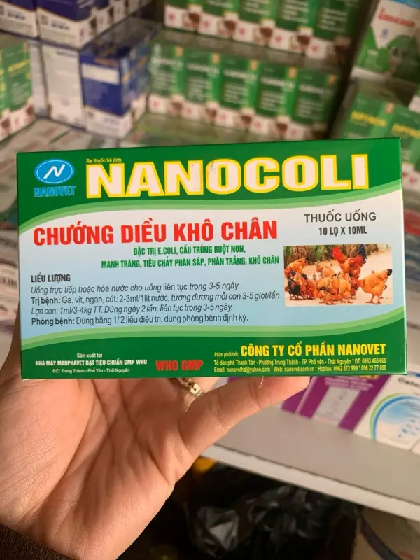Product Introduction of NANOCOLI 10ml chướng diều khô chân cho gà. 0