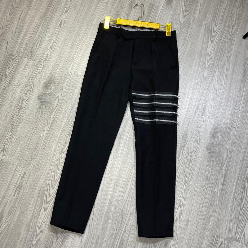 Quần Âu Thom 4 Sọc Khoá kéo chất vải tuyết mưa dày dặn không bai xù full size Pants Menswear Có Túi