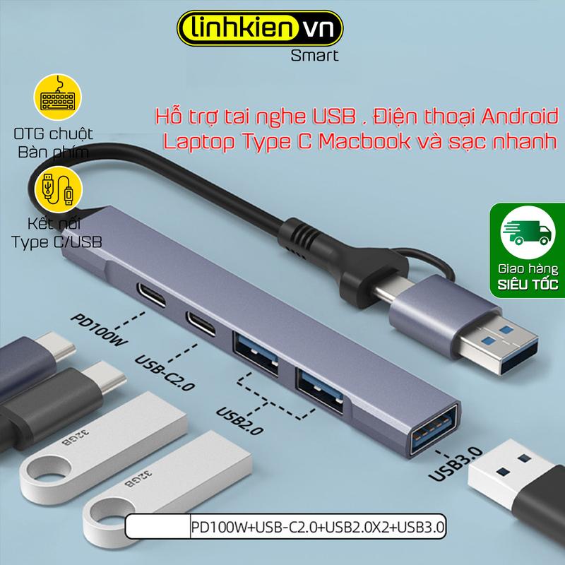 Hub mở rộng USB 3.0 cổng USB Type C ra 4 cổng USB tương thích với android máy…