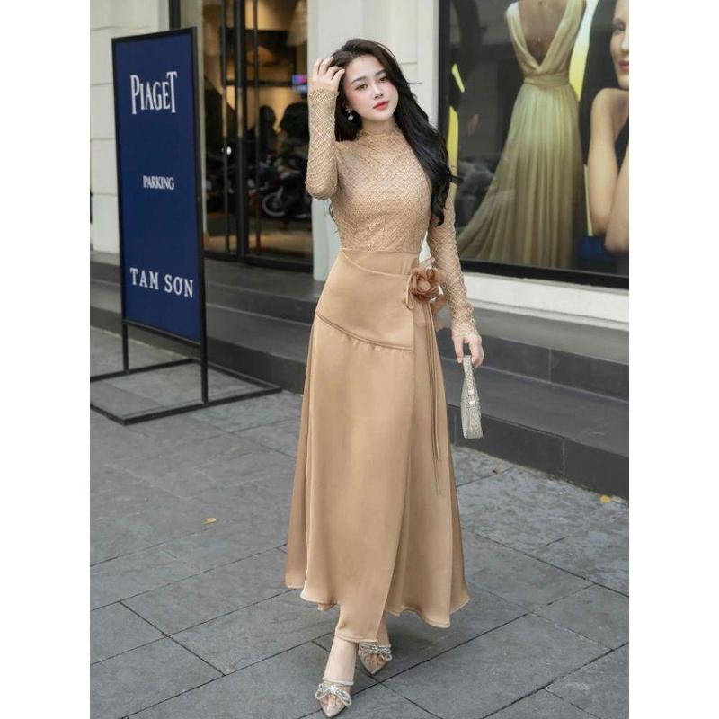 Váy Nữ MAY M127 Màu Nâu Tây- Đầm Nữ Dài Sang Chảnh Chuẩn MAY 1