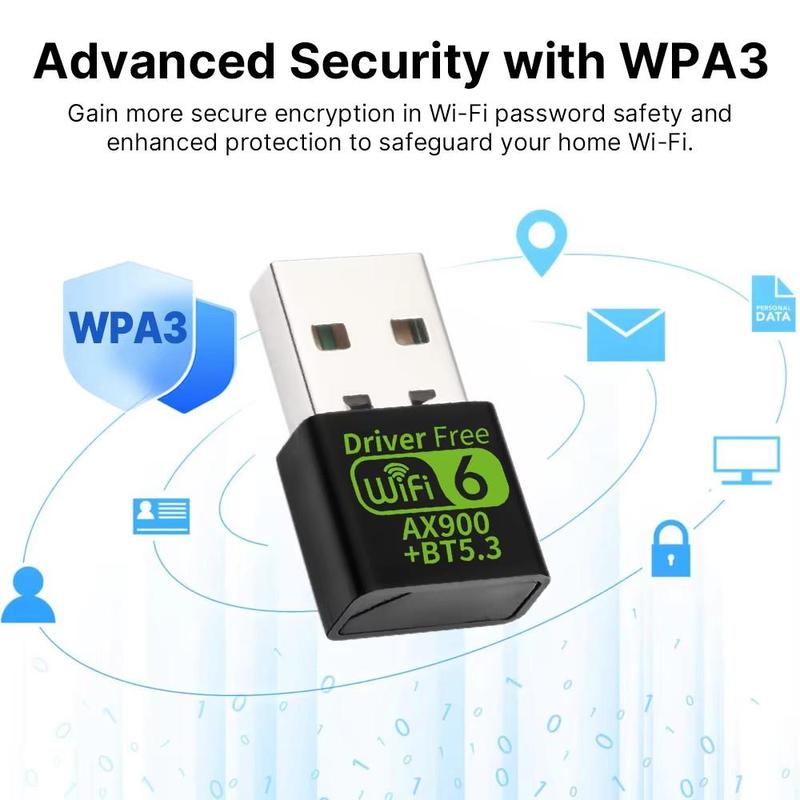 Product Introduction of Kebidumei Adapter USB WiFi 6 AX900 Bluetooth 5.3  Wireless Tourist Band Antenna  Wi-Fi 2.4G and 5GHz Suitable For PC Laptop Windows 10 11 Free Driver 46