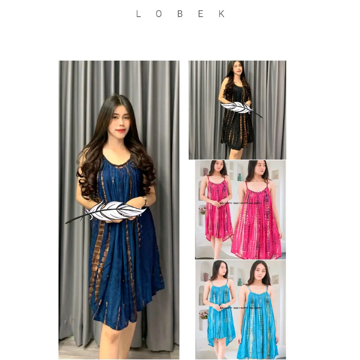 Daster Lobek  Pendek Motif Lilit Bali Garis Rayon Garis