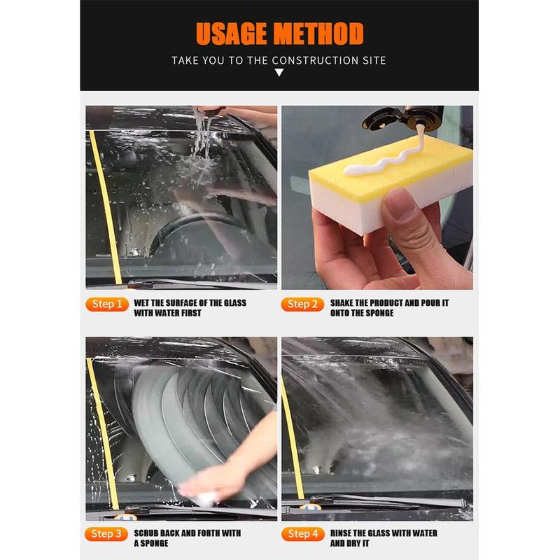 Product Introduction of Car Front Windshield Oil Film Cleaning Paste Strong Auto Glass Water Cleaning Agent Car Glass Cleaner Oil Film Remover 36
