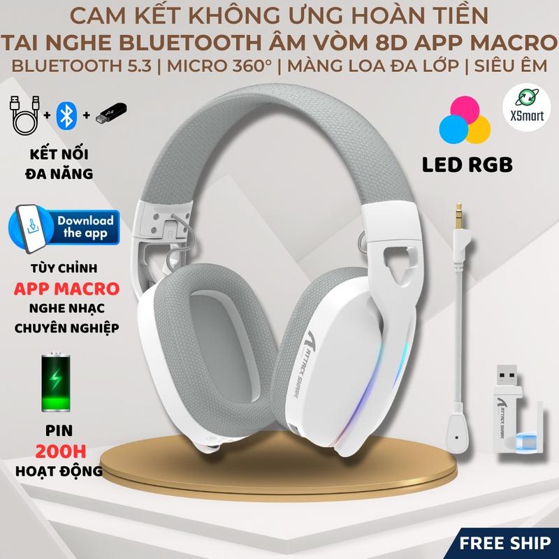  Tai Nghe Gaming Chụp Tai Không Dây Attack Shark L90 LED RGB Micro Bluetooth 5.3 App Macro Pin Sạc 