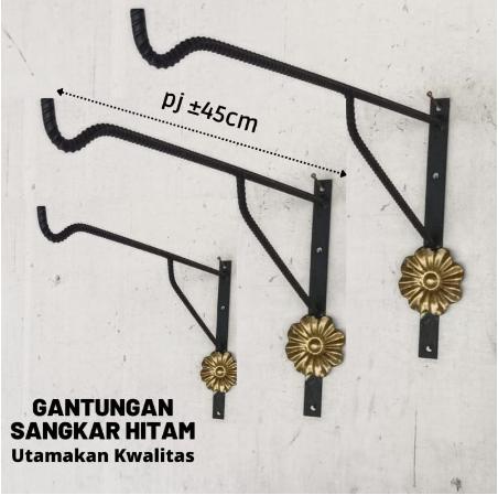 Product Introduction of PRABU DKEORASI Cantolan Besi Bunga Pot Taman Hias Termurah Aesthetic | Gantungan Sangkar Burung Besi Dinding | Cantelan Bracket Pot Hanger Baju Gantung 40 - 50 cm 0