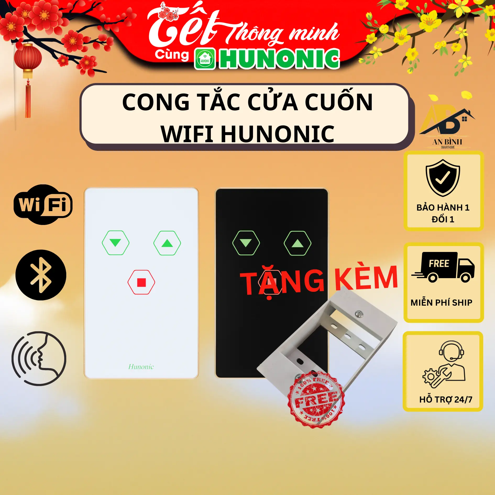 Công Tắc Cửa Cuốn Thông Minh Wifi Hunonic Door S Phiên Bản Mới 2024 cuac  uon smart  door