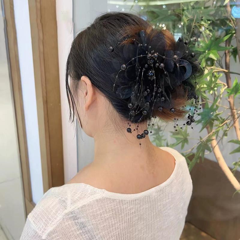 Product Introduction of Elegant Design, Mesh Flower Barrettes, Lady, South Korea Style, with Pearl and Shark Tassel, Fashion, Suitable for Baby Girl Horse Hair, Hair Accessories 12