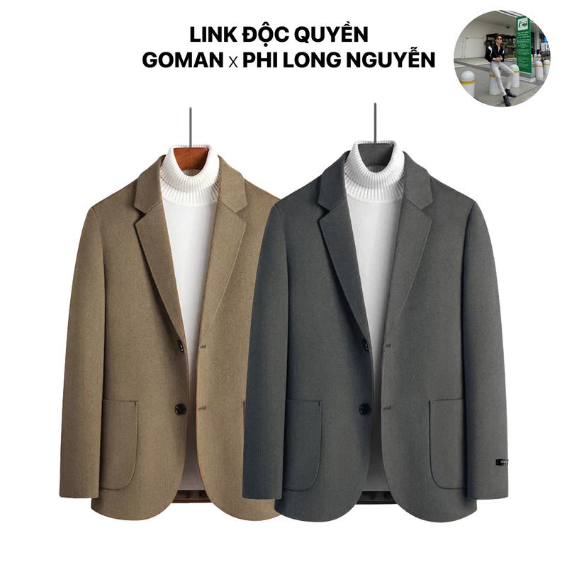 VE5 [GOMAN x PHI LONG NGUYỄN] Áo Khoác Dạ Nam Ngắn, Áo Blazer Hàn Quốc 2 Lớp Lửng Dạ Ép Cao Cấp - Tặng Nước Hoa