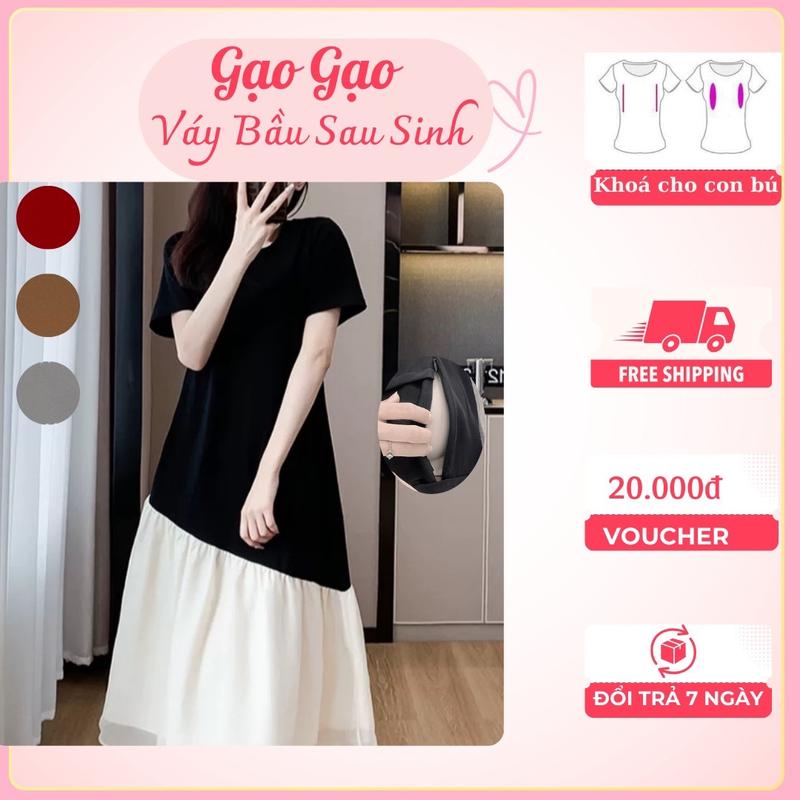 Đầm Bigsize Đầm Bầu Đầm Cho Con Bú Đuôi Cá Nhiều Màu- Váy Suông, Đầm Suông Sau Sinh Cho Con Ti TK07 0