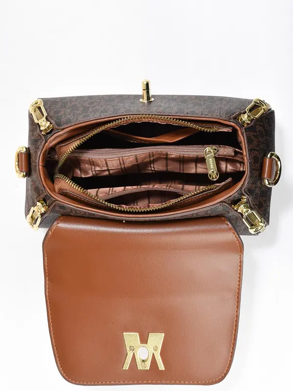 Women's Fashionable Letter Pattern Pu Leather Handbag, Zipper Crossbody Bag, Casual Trendy Versatile Daily Commuting Bag for Women 4