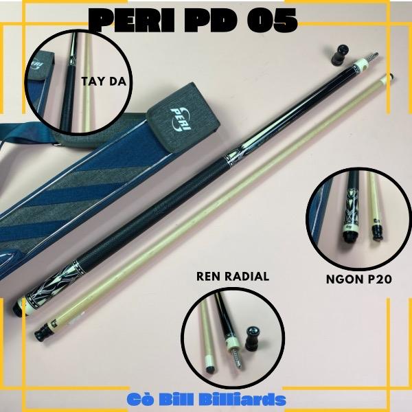 Cơ bida lỗ Peri PD 05 ( ngọn công nghệ p20 ) tặng kèm 9 món pk và sách bida cơ bản )