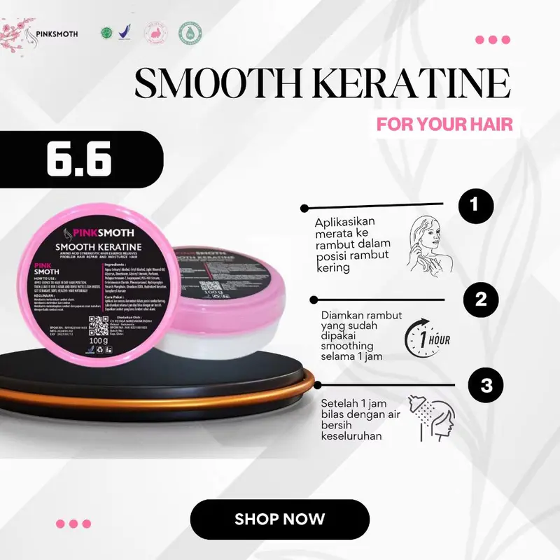 [BPOM] PINK SMOTH SMOTING KERATIN RAMBUT 100ML 5