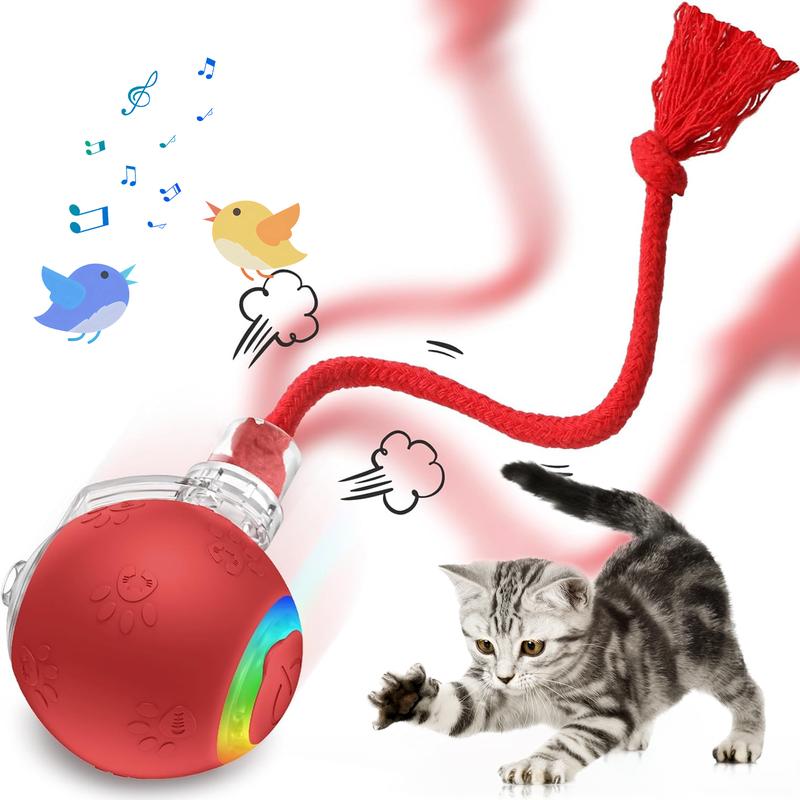 thumbnail image 2 of FOMQUAZLI Pet Ball Automatic Toy - Cat/Dog Toys For Indoor Smart Silicone Rolling Ball With Tail,Bird Sound,Obstacle Avoidance And Motion Activated 2 of 7