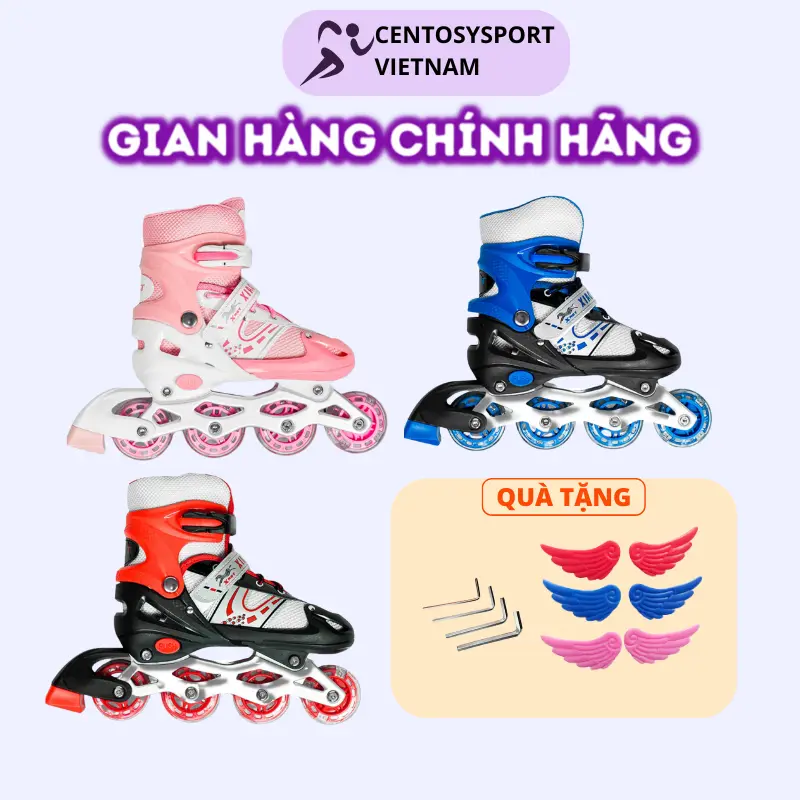 [TẶNG BẢO HỘ] Giày Patin Trẻ Em Bear - Có Bánh Đầu Tiên Sáng, Form Chắc Chắn, Phanh Chân An Toàn