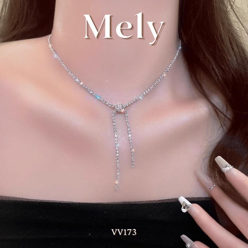 Dây chuyền vòng cổ choker Nữ đính đá basic sợi đơn dài đính đá cá tính C80 Mely