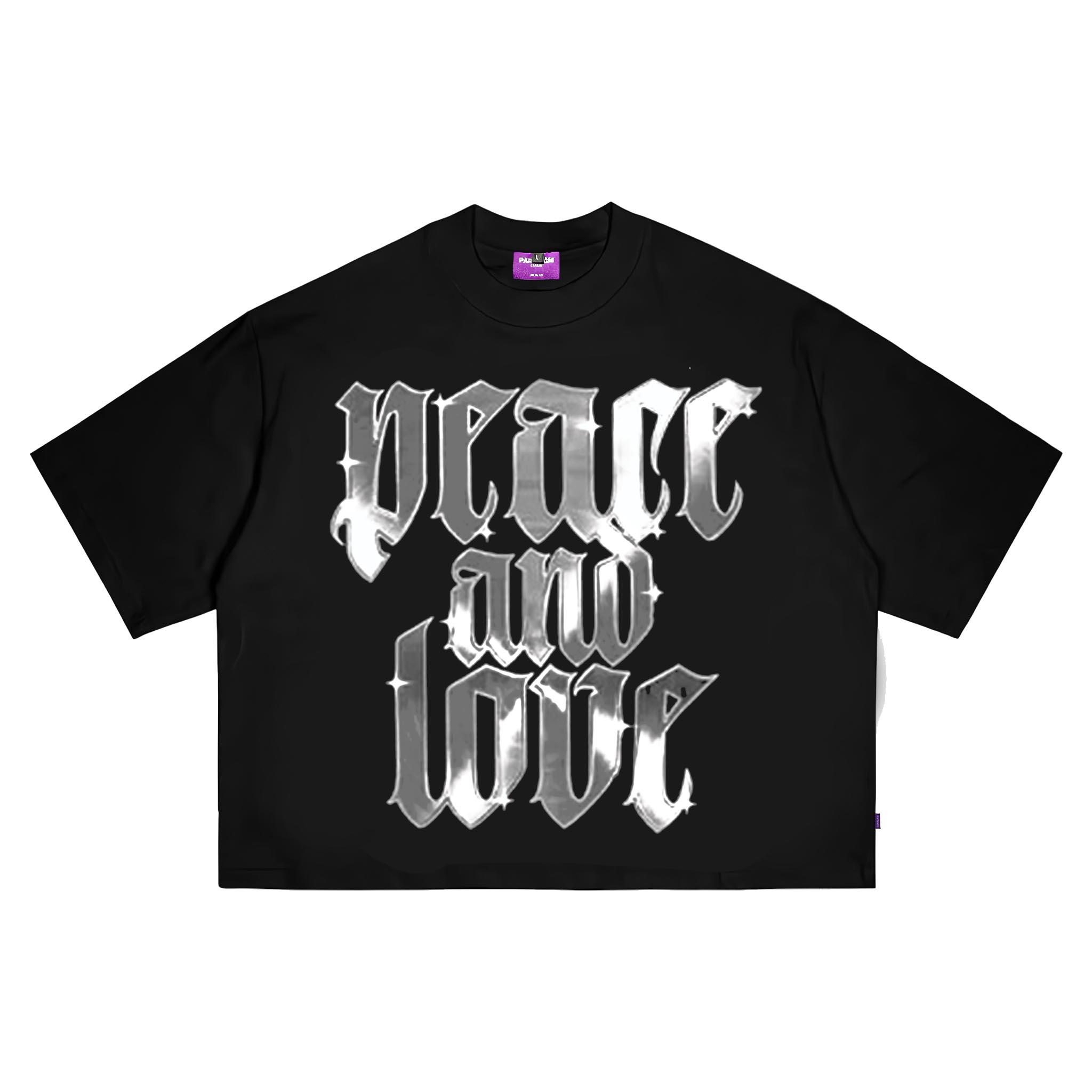 AccentAmbios Boxy Oversized Tshirt Peace and Love Unisex - Cotton Combed kaos SKENA starboy kaos vintage premium kaos aesthetic - PUTIH, S