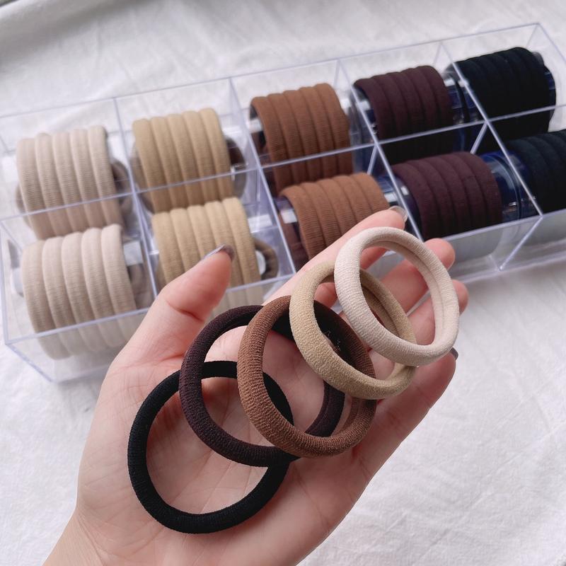 30 Dây Thun Cột Tóc Cao Su Co Giãn Màu Trà Sữa Phong Cách Hàn Quốc 30 dây