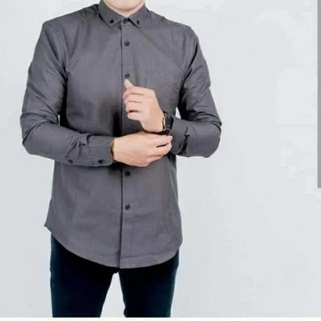 KEMEJA BIRU SOFT LOGO KEMEJA PUTIH LENGAN PANJANG KEMEJA HITAM Polos Hitam Katun 1