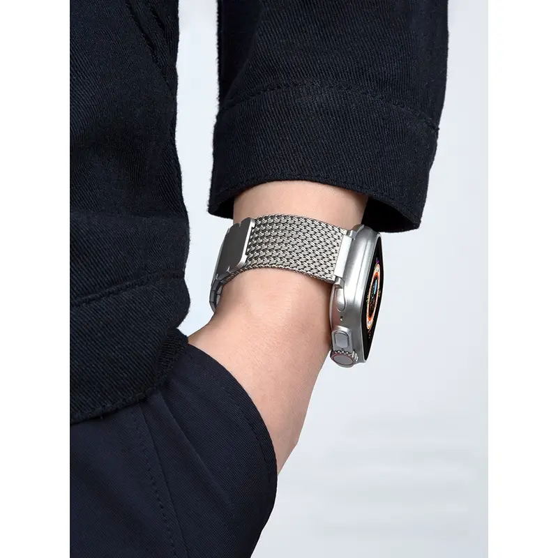 Dây đeo từ tính cho iWatch Ultra, Dây đeo kim loại dệt, Dành cho các mẫu iWatch Ultra 49mm, 45mm, 44mm, 41mm và 40mm, Dành cho nam giới, Dòng đồng Đồng Hồ Apple 9, 8, 7, SE, 6, 5, 4, 3, S8 Ultra, Bao gồm dây đeo 1