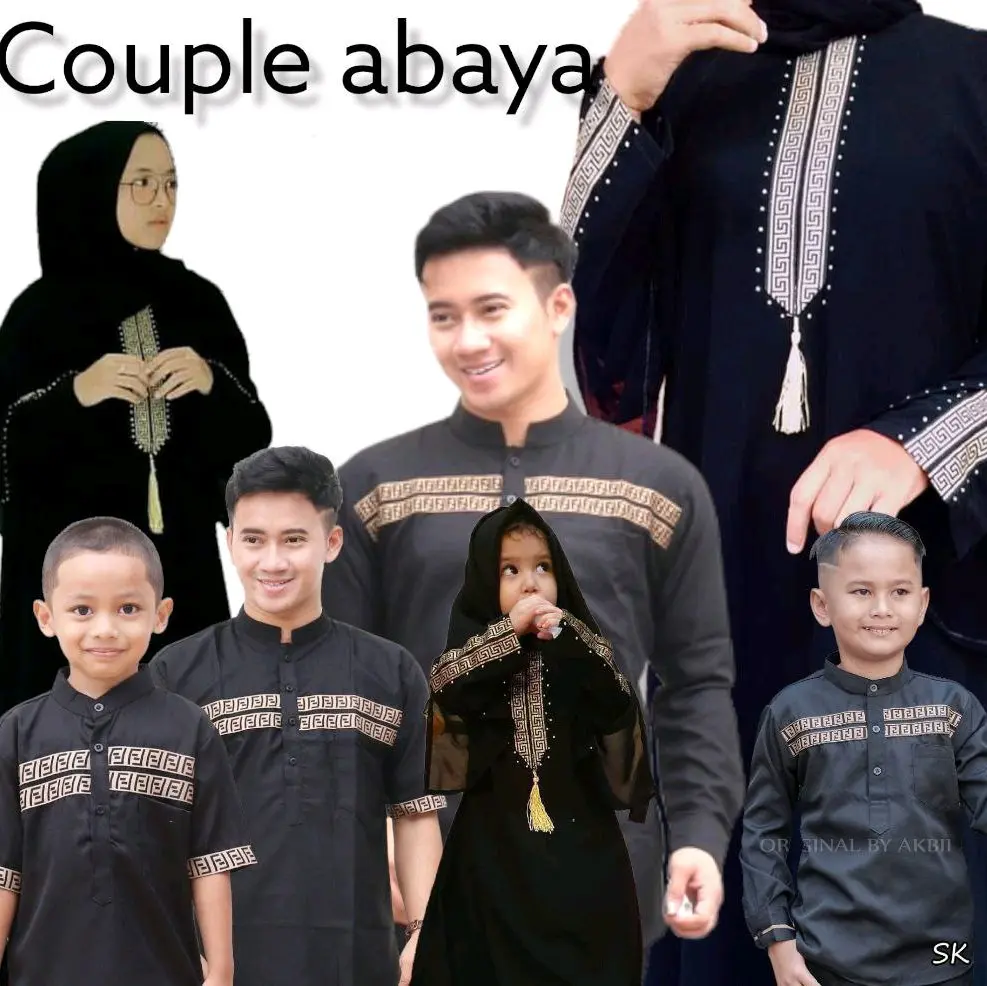 FAMILY SET ABAYA SABYAN ABAYA ANAK DAN DEWASA KOKO KURTA ANAK DAN DEWASA ABAYA HAIDY SAUDI Baju Couple Keluarga Katun Muslim Panjang