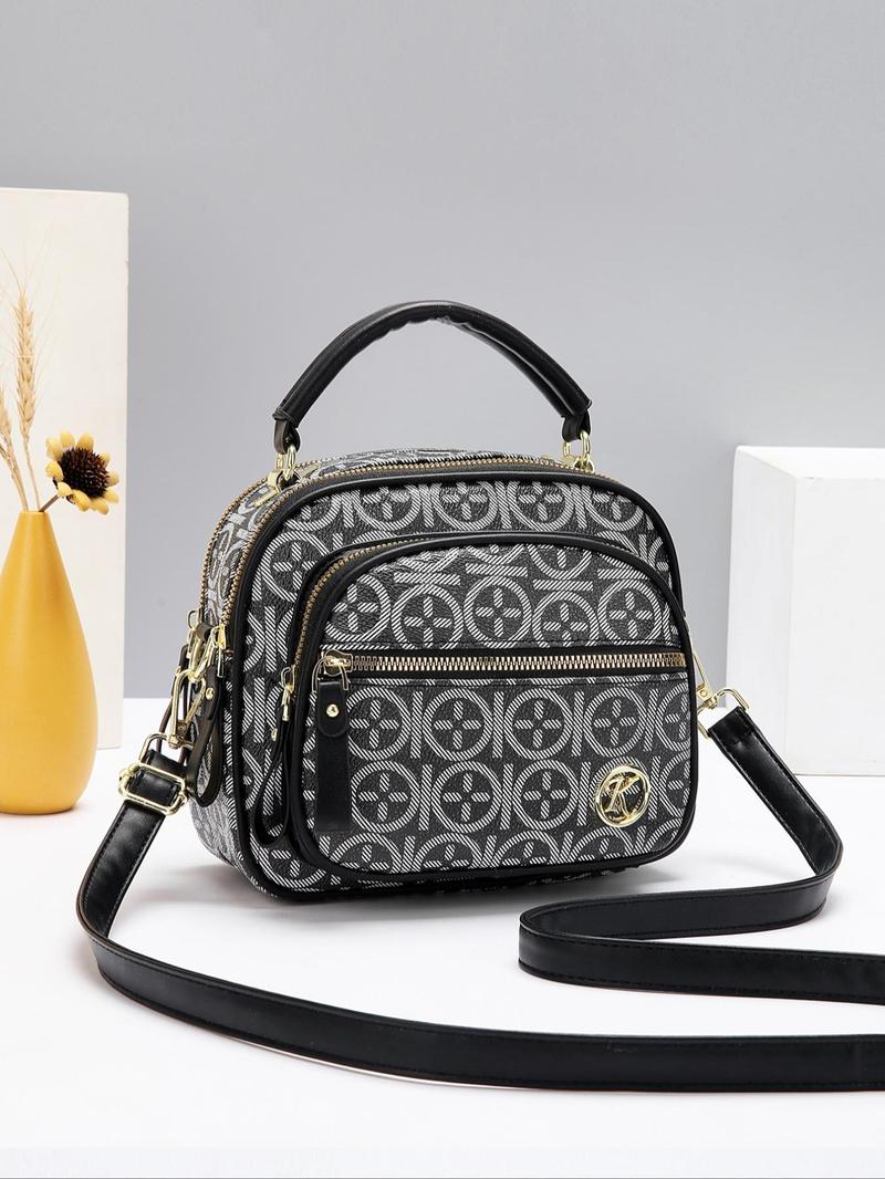 Product Introduction of Women's Elegant Fashion Geometric Pattern Handbag, Multi-functional Large Capacity Crossbody Bag, Fashion Designer Bag for Daily Use 0