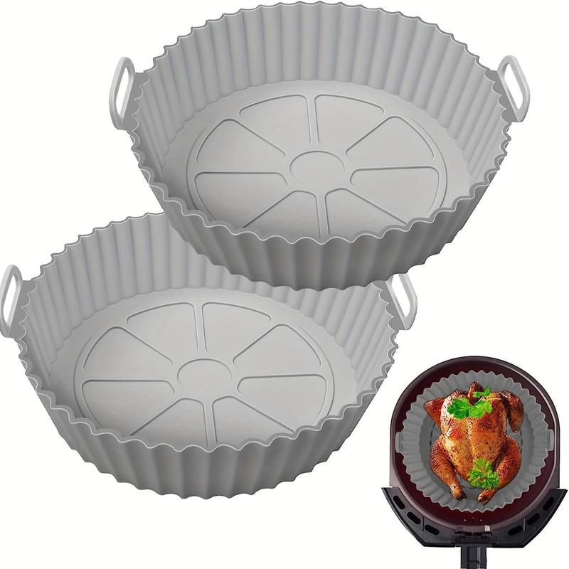 Silicone Heat Resistant Air Fryer Liner, 2/3/6 Counts Reusable Non-stick Air Fryer Baking Pan, Kitchen Baking Accessories, Baking Supplies 2