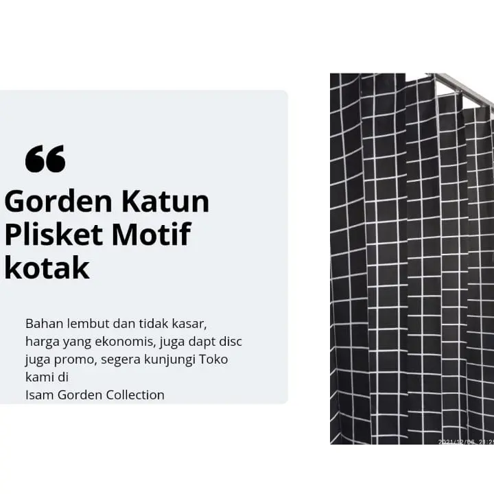 Gorden Plisket Katun Motif Kotak untuk pintu dan jendela kain benang Dekorasi 2