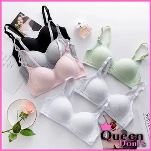 Queen Dom's Bra Push Up Style Pakaian Dalam Wanita Polos Garis Bh Busa Tipis High Quality 9007 Import Jahitan Rapi Anti Kendor Gatal Pengait Belakang Kuat Tanpa Kawat