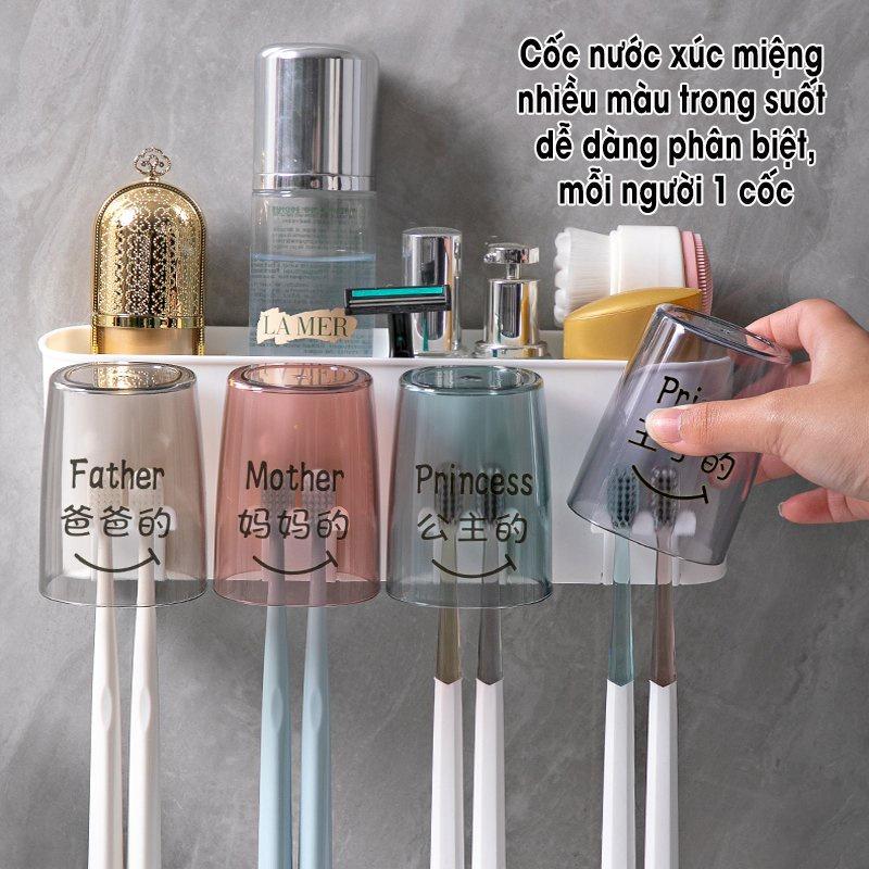 Giá Đỡ tặng kèm 4 cốc Kem Đánh Răng Bóp Treo Tường Phòng Tắm Cốc Có Giá Để Đồ Không Đục Lỗ Bàn Chải Đánh Răng 7