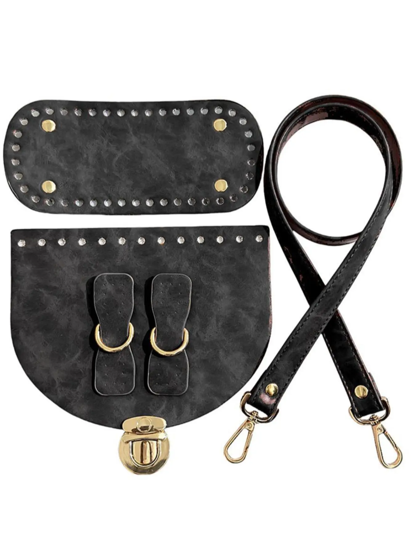 Bag Accessories Set, Including Bag Bottom, Shoulder Strap, Bag Cover, Buckle and Lock, DIY Handmade Bag Accessories for Women
