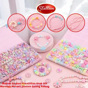 DIY Mainan Edukasi Kreatifitas Anak Meronce Merakit Custom Gelang Kalung Gantungan/Beaded