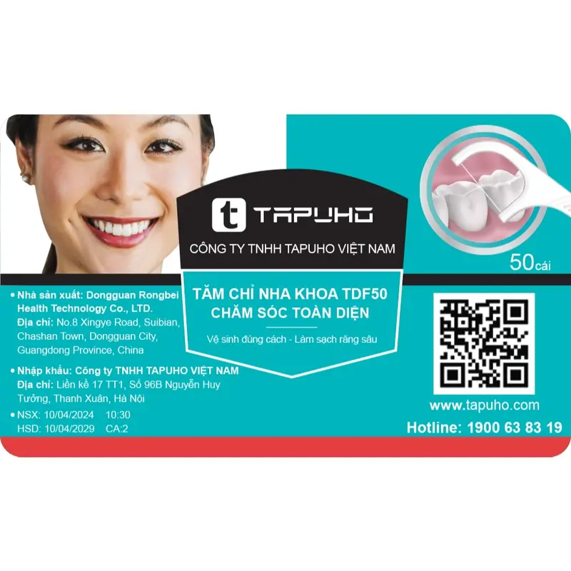 Combo 5 Hộp Tăm Chỉ Nha Khoa TAPUHO, Hộp 50 Cây Tăm Chỉ sợi mảnh vệ sinh kẽ răng chân nướu tăm  chinhakhoa 3