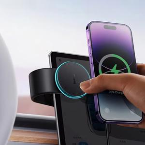 Pemegang Telefon Pelekap Kereta, Magnetik, 15W, Pengecasan Tanpa Wayar, Serasi dengan IOS 12 13 14 Pro Max, Papan Pemuka, Konsol Pusat Charging Phone Wireless Kabel