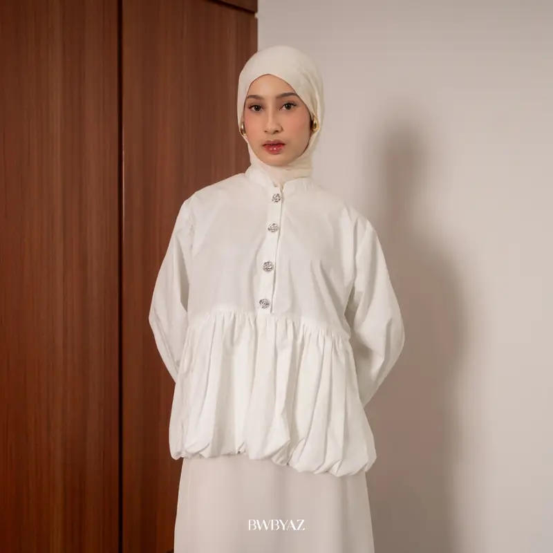 BWBYAZ - NAURA CLOUD PUFF BLOUSE LONG SLEEVE [READY STOCK] Atasan Wanita Ruffle 1