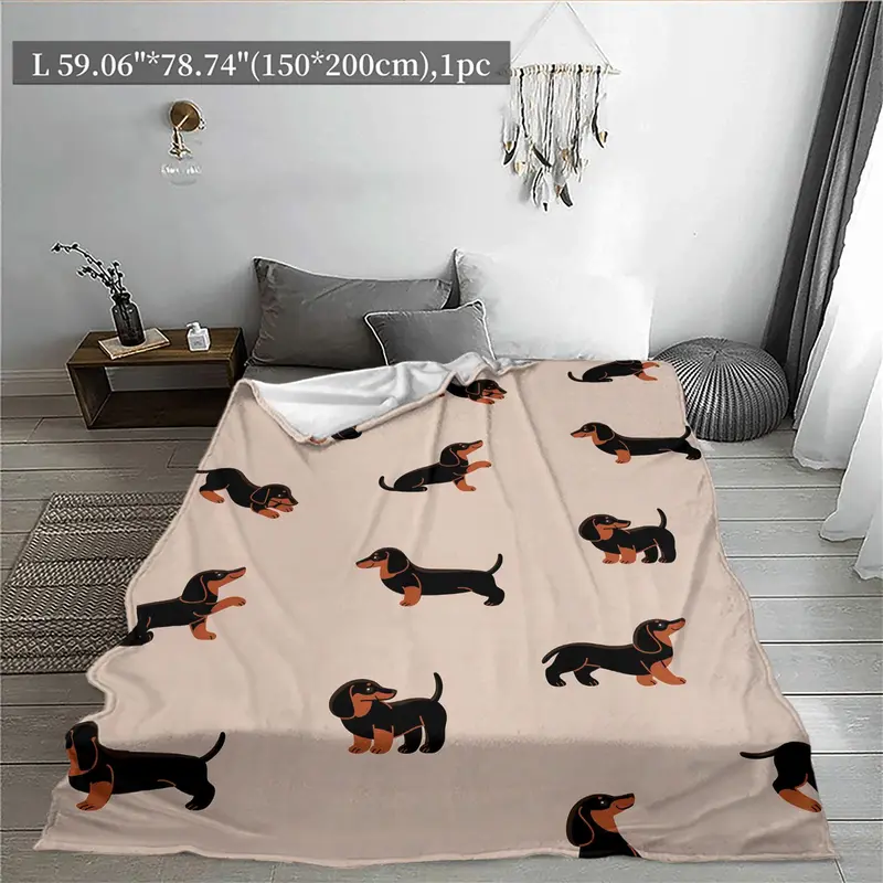 Dog Pattern Blanket, 1 Count Christmas Decor Soft Throw Blanket for All Seasons, Warm Blanket for Bed Couch Sofa Chair, Christmas Gifts, Christmas Decorations 4