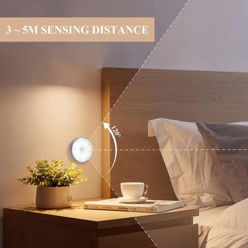 Product Introduction of Motion Sensor LED Lights for Bedroom, 1 Count USB Rechargeable 8LED Wireless Lamp, Wide Angle Room Lights, Portable Night Light, Indoor Lighting For Home Bedroom Closet Staircase Hallway Room Aisle 9