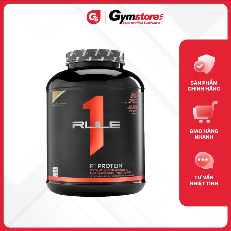 Bột hỗ trợ tập gym Whey Protein Rule 1 (2.288kg) 5 Lbs | Made in USA | GYMSTORE